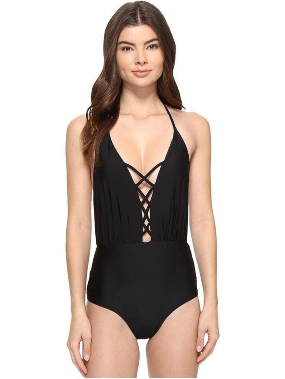 6 Shore Road La Piscina Black One-Piece Swimsuit, Large, $160 NWT, 2364